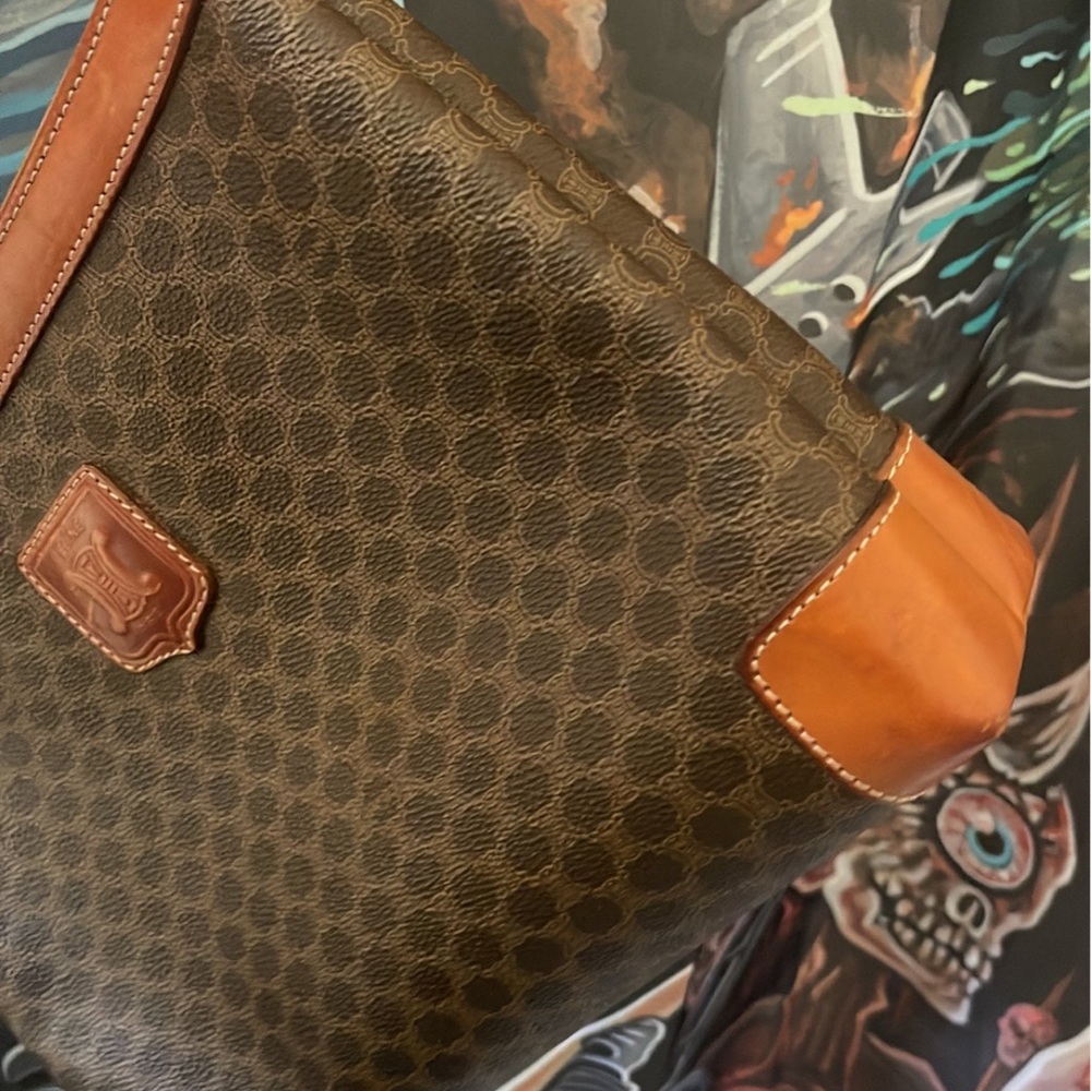 Authentic Celine Macadam Blason Pattern Clutch Hand Bag PVC Leather Brown - Picture 7 of 12